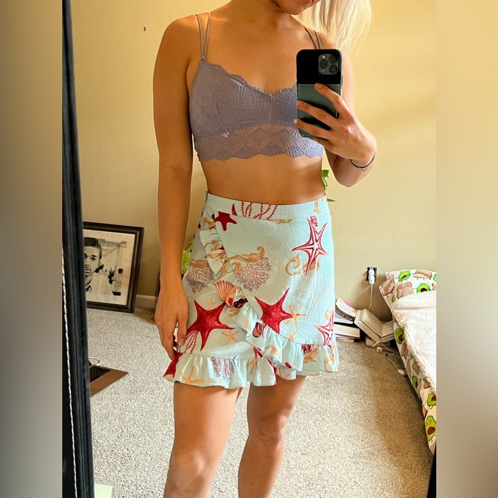 𝅺Mermaid Sea Pattern Light Blue Skirt